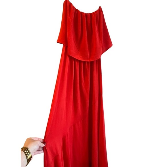 Evelyn Rose Vibrant Red Maxi Dress with Chic Draped Overlay - Size S (NW… - Picture 8 of 9